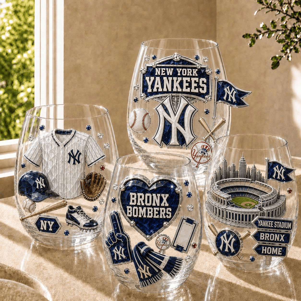 NYY Wine Glass Cup NHVH